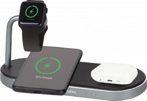 Verbatim - Trådløst ladestativ - 3-i-1 + AC-strømadapter - 35 watt - 4 A - for Apple AirPods with MagSafe Charging Case; AirPods Pro; iPhone 11, 12,