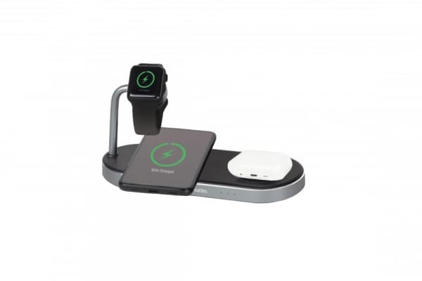 Verbatim - Trådløst ladestativ - 3-i-1 + AC-strømadapter - 35 watt - 4 A - for Apple AirPods with MagSafe Charging Case; AirPods Pro; iPhone 11, 12,