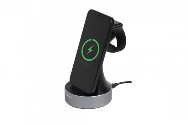 Verbatim - Trådløst ladestativ - 2-i-1 + AC-strømadapter - 20 watt - 3 A - for Apple AirPods with MagSafe Charging Case; AirPods Pro; iPhone 11, 12,
