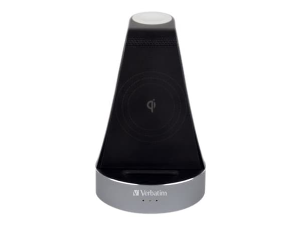 Verbatim - Trådløst ladestativ - 2-i-1 + AC-strømadapter - 20 watt - 3 A - for Apple AirPods with MagSafe Charging Case; AirPods Pro; iPhone 11, 12, Sort