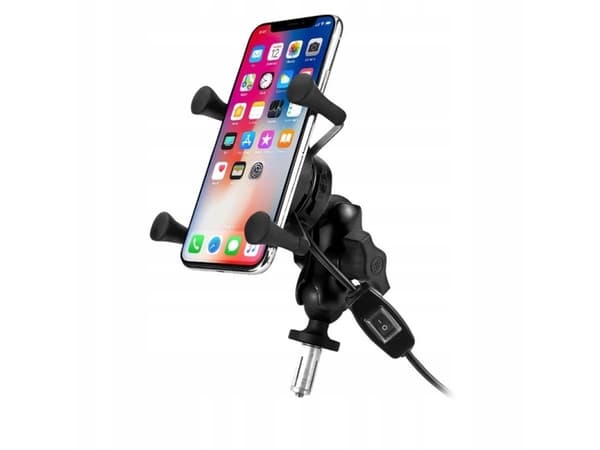 MOTORCYKEL TELEFONHOLDER FREEDCONN MC7W MED INDUKTIV OPLADER + BM2R FASTGØRELSE AF HOVEDRØR