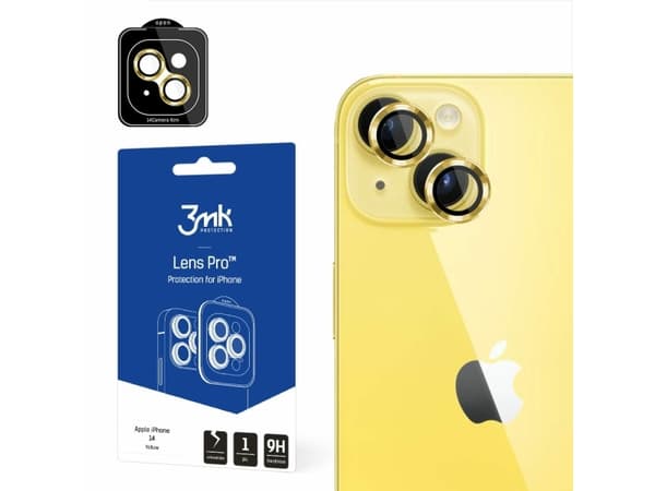 3MK 3MK Lens Protection Pro iPhone 14 6.1" gul/gul Kameralinsebeskyttelse med monteringsramme 1 stk