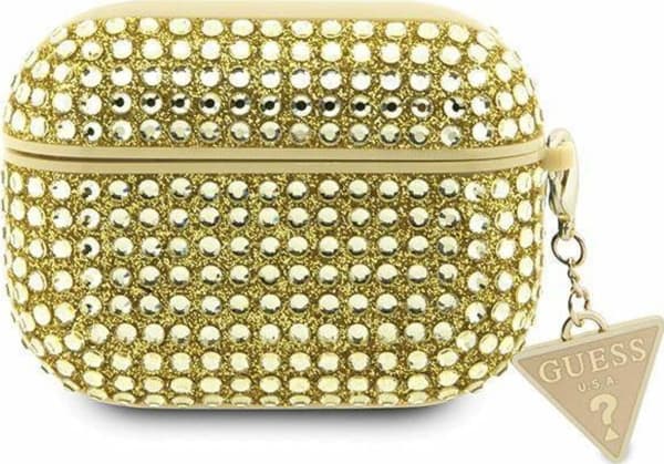 Guess Oryginalne Etui APPLE AIRPODS PRO Guess Hardcase Rhinestone Triangle (GUAPHDGTPD) złote