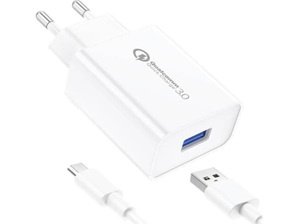 Foneng Laturi Foneng EU13 seinälaturi + USB-mikro-USB-kaapeli, 3A (valkoinen)