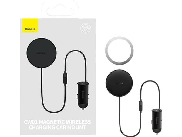 Magnetic Car Phone Holder Baseus CW01 to Ventilation Grid with car charger USB-C, 15W + 25W (black)