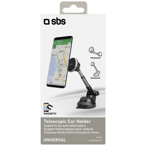 sbs mobile Teleskophalterung für das Auto Sugkopp Mobilhållare för bil 360° vridbar Svart, Silver