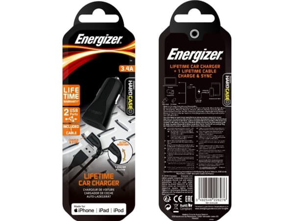 Energizer DC2CLLIM, Automatisk, Cigarr tändare, 1,2 m, Svart