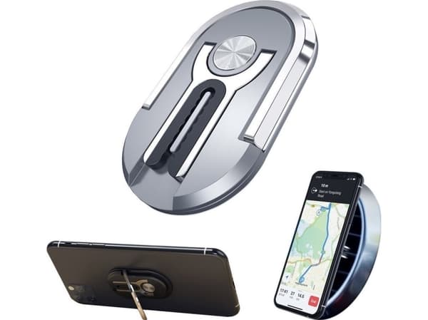 Strado multifunksjonell fingerring og luftventilholder for telefon (sølv)