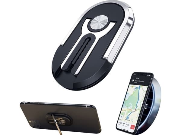 Strado Multifunktionell fingerring och gallerhållare för telefon (svart)