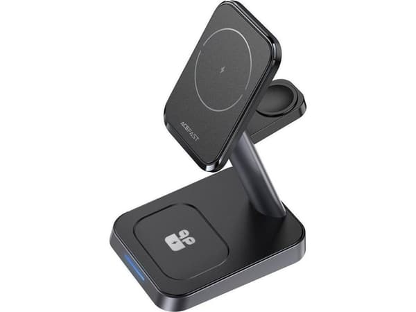 Acefast 15W Qi trådlös laddare för iPhone (med MagSafe), Apple Watch och Apple AirPods stativ magnethållare svart (E3 svart)