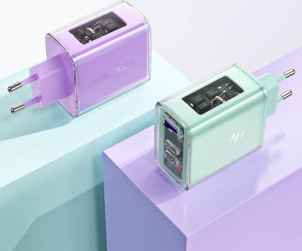 Acefast-lader Acefast A45 vegglader, 2x USB-C, 1xUSB-A, 65W PD (grønn)