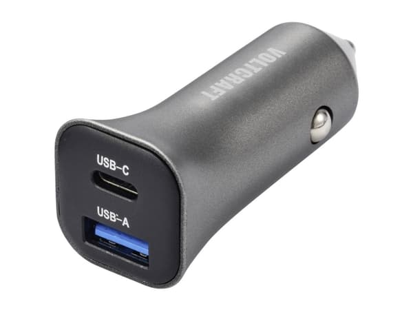 VOLTCRAFT CPS-38W/ 2 VC-RA381 USB-oplader 38 W Personbil Udgangsstrøm max. 3 A USB-A, USB-C® bøsning Antal udgange: 2 x