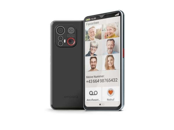 emporia SMART.6 - 5G pekskärmsmobil - RAM 6 GB / Internminne 128 GB - microSD slot - LCD-skärm - 6.58" - 1280 x 2408 pixlar - 2 bakre kameror 50 MP,