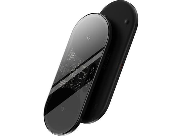 Baseus WXSX010101 LED-näyttö 2in1 langaton laturi 20W (USB-C-kaapelilla 1m musta) Musta