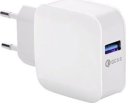 Vega lader 3A HVIT LADER VEGA FASTON QUICK 3.0 HURTIGLADER 3000mA 15W>