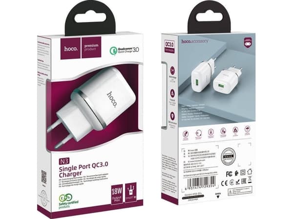 Hoco N3 lader 1x USB-A 3 A (6931474729354)