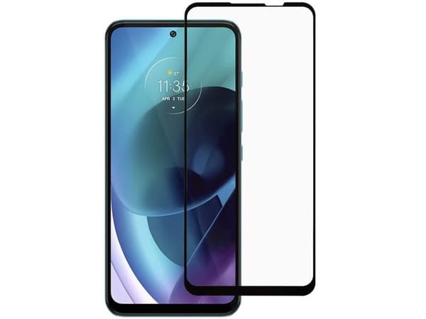 eSTUFF Titan Shield - Skärmskydd för mobiltelefon - helt fodral - glas - ramfärg svart - för Motorola Moto G31, G41, G71, G73