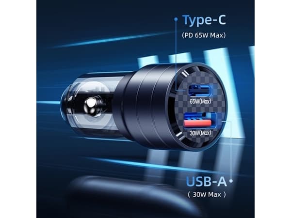 Usams-lader USAMS C36 billader USB-A+USB-C 95W Fast Charge lilla/lilla (US-CC176)