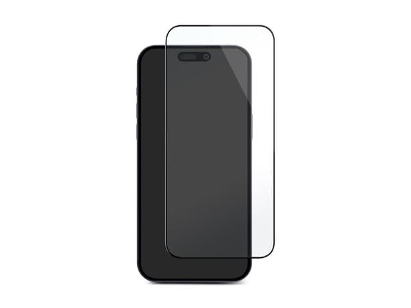 DELTACO - Skärmskydd för mobiltelefon - full coverage, 9H - 2.5D - glas - ramfärg svart - för Apple iPhone 15 Pro