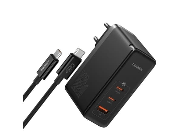 Baseus laturi Baseus GaN5 Pro 2xUSB-C + USB seinälaturi, 160W (musta)