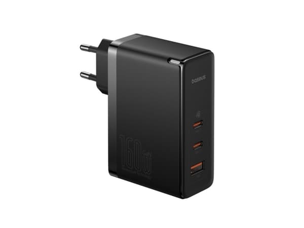 Baseus laturi Baseus GaN5 Pro 2xUSB-C + USB seinälaturi, 160W (musta)