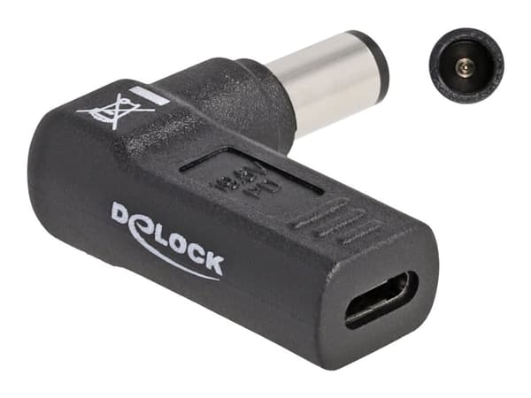 Delock - Strømadapter - 24 pin USB-C (hunn) til 7,4 x 5 mm DC-jakk (hann) - 19.5 V - 3 A - vinklet - svart