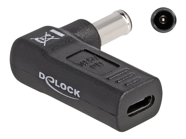Delock - Strömadapter - 24 pin USB-C (hona) till DC-jack 6,0 x 4,3 mm (hane) - 19.5 V - 3 A - vinklad - svart Svart