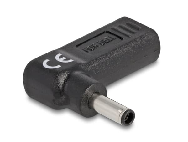 Delock - Strömadapter - 24 pin USB-C (hona) till likströmskontakt 4,5 x 3,0 mm (hane) - 19.5 V - 3 A - vinklad - svart