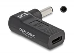 Delock - Strömadapter - 24 pin USB-C (hona) till likströmskontakt 4,5 x 3,0 mm (hane) - 19.5 V - 3 A - vinklad - svart