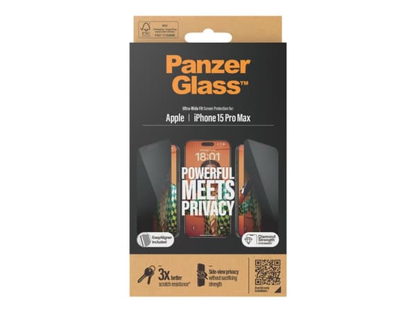 PanzerGlass , Apple, Apple - iPhone 15 Pro Max, Asennus kuivana, Iskunkestävä, Läpinäkyvä, 50 kpl