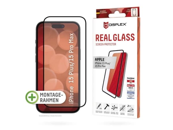 Displex 01843, Apple, iPhone 15 Plus, iPhone 15 Pro Max, Torr applicering, Slagtålig, Reptålig, Dammresistent, Transparent, 1 styck