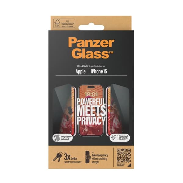 PanzerGlass™ | Privacy Edition - Näytönsuoja - Ultra-Wide Fit | Apple iPhone 15