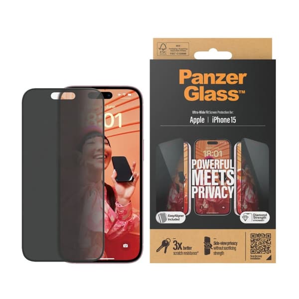 PanzerGlass™ | Privacy Edition - Näytönsuoja - Ultra-Wide Fit | Apple iPhone 15
