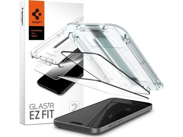 Spigen Glas.tR EZ Fit, Apple, iPhone 15 Plus, Transparent, 2 styck