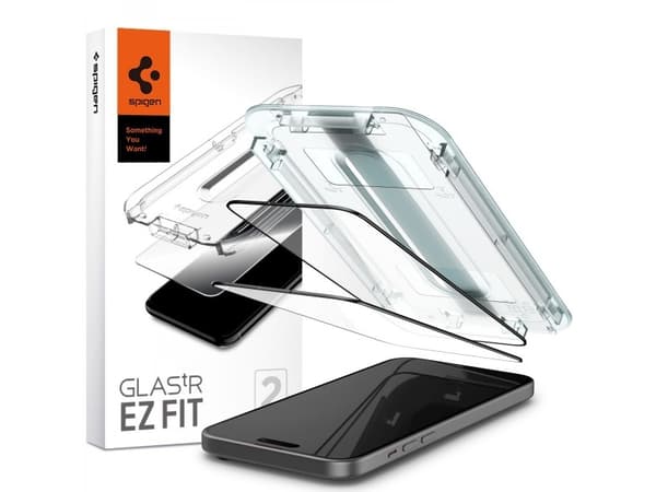 Spigen Glas.tR EZ Fit, Apple, iPhone 15 Plus, Transparent, 2 styck