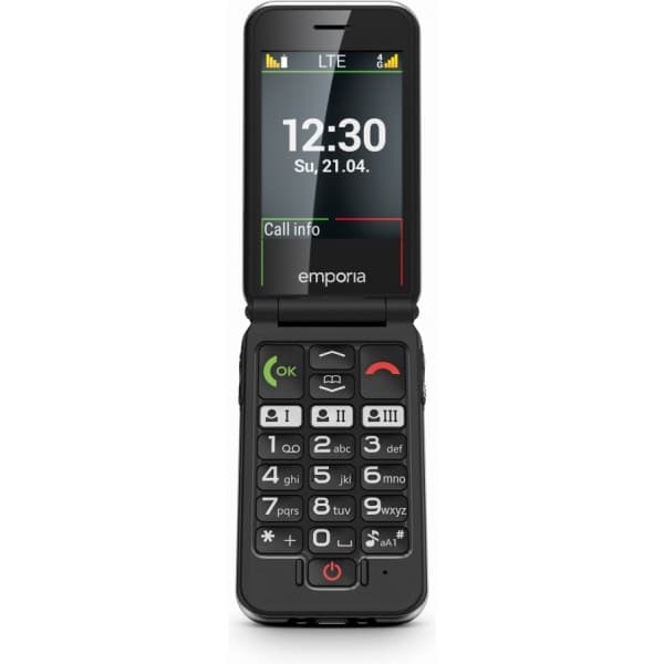 Emporia JOY 4G foldbar mobiltelefon, sort