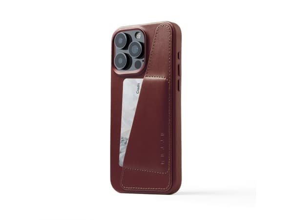 Mujjo iPhone 15 Pro Max Wallet Leather Case - Burgundy