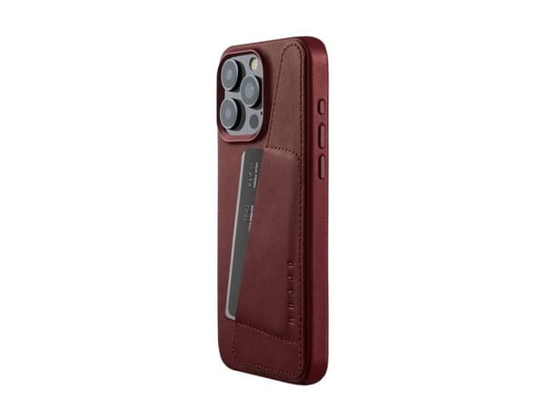 Mujjo iPhone 15 Pro Max Wallet Leather Case - Burgundy