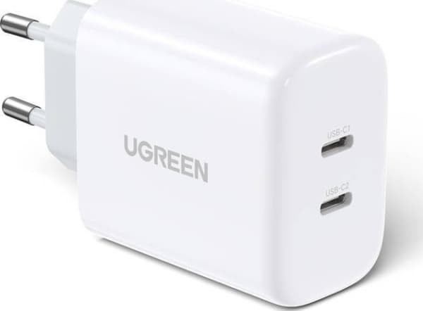 Ugreen verkkolaturi UGREEN CD243, 2x USB-C, 40W (valkoinen)