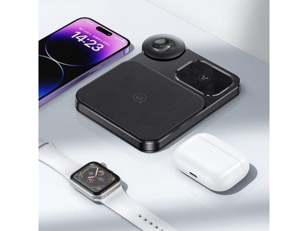 Usams lader USAMS trådløs lader 3in1 15W svart/svart (US-CD190)