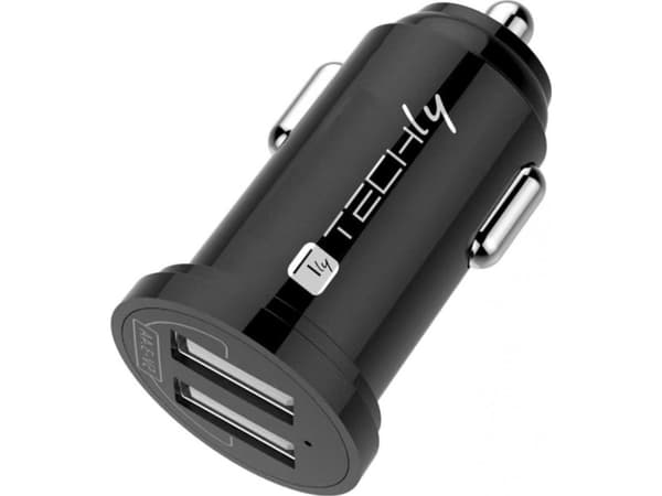 Techly IUSB2-CAR5-A34, Automatisk, Cigarr tändare, 3,4 A, Svart Svart