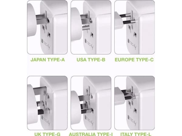 Techly Techly reiseadapter EU/UK/USA Strømplugger Lader 3x USB