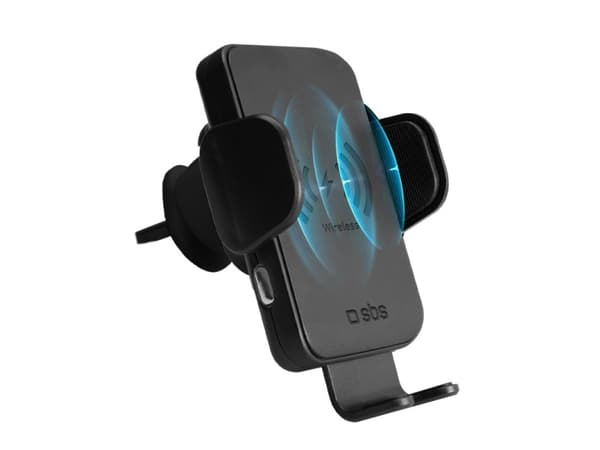 SBS Automatic Car Holder with QI Fast Charger 15W, Mobiltelefon / smartphone, Active-hållare, Bil/inomhus, Svart Svart