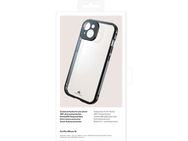 Black Rock 360° Glass Cover Apple iPhone 15 Sort Induktiv opladning, Stødsikker 1300TGC02