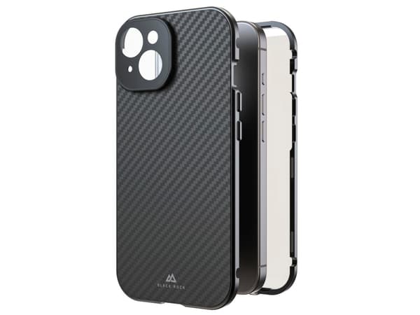 Black Rock 360° Glass Cover Apple iPhone 15 Carbon Induktiv opladning, Stødsikker 1300TGCB02