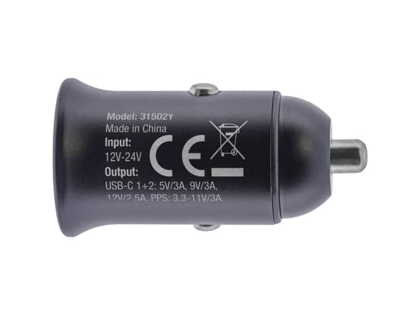 InLine® USB-autovirtasovitin Power Delivery, 2x USB Type-C, musta (31502Y)