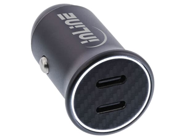 InLine® USB-autovirtasovitin Power Delivery, 2x USB Type-C, musta (31502Y) musta