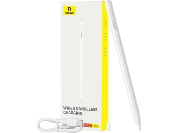 Active stylus Baseus Smooth Writing Series with wireless and cabled charging (White)
