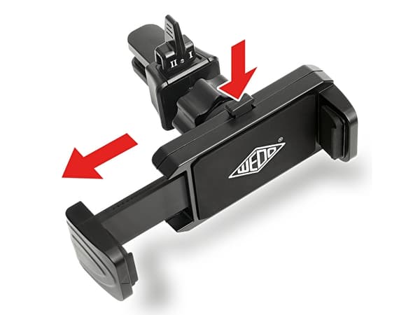 WEDO smarttelefon bilklemmeholder "Clip-it plus", svart soft-touch brakett med fjærmekanisme, for smarttelefoner med - 1 stk (60 06101)