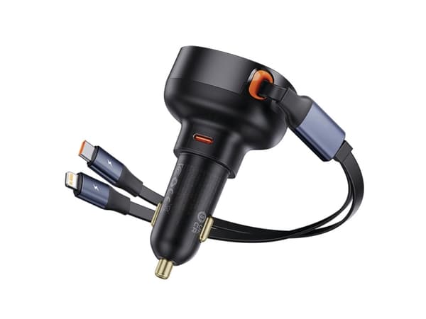Baseus-lader Baseus Enjoyment USB-C-billader med USB-C og Lightning-kabel 60 W (svart) Sort